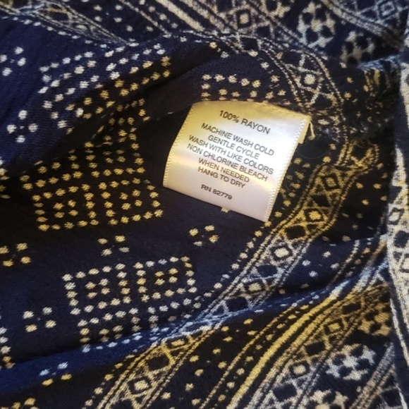 Rebecca Malone Navy White Bohemian Blouse - Picture 2 of 4